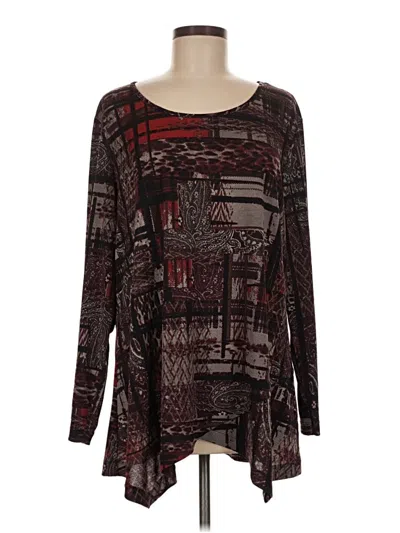 Pre-owned Ny Collection Long Sleeve T-shirt In Burgundy