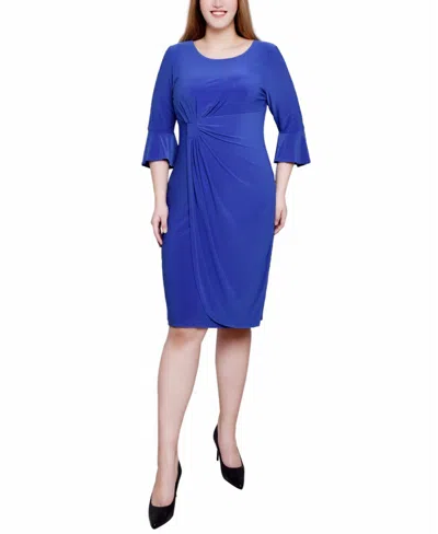 Ny Collection Petite 3/4 Length Trumpet Sleeve Dress In Royal