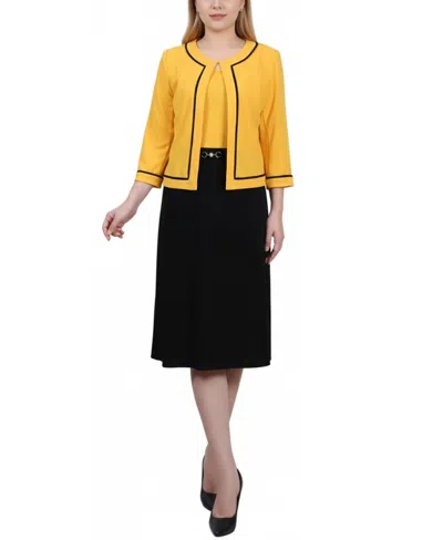 Ny Collection Petite 3/4 Sleeve 2 Piece Dress Set In Multi