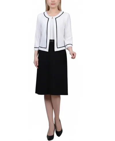 Ny Collection Petite 3/4 Sleeve 2 Piece Dress Set In White