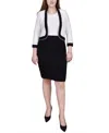 Shop Ny Collection Petite 3/4 Sleeve Textured Knit 2 Piece Dress Set In Black