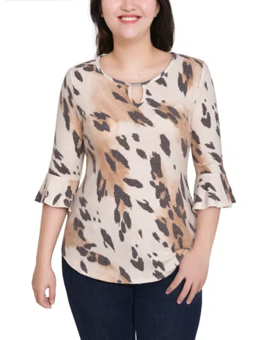 Ny Collection Petite Bell Sleeve Top In Neutral