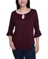 Ny Collection Petite Bell Sleeve Top In Red