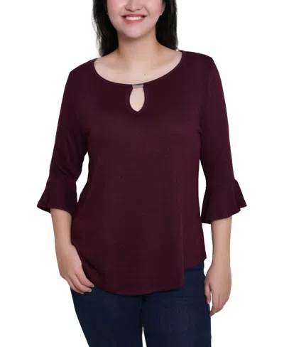 Ny Collection Petite Bell Sleeve Top In Red