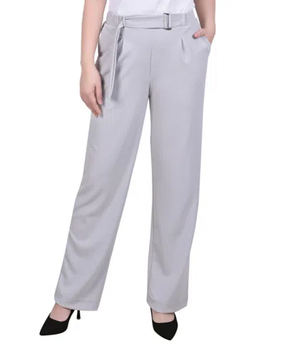 NY COLLECTION PETITE BELTED SCUBA CREPE PANTS