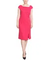 Ny Collection Plus Size Cap Sleeve Exposed Zipper Dress In Pink