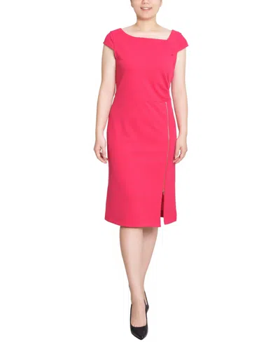 NY COLLECTION PETITE CAP SLEEVE EXPOSED ZIPPER DRESS