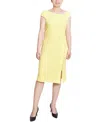 Ny Collection Plus Size Cap Sleeve Exposed Zipper Dress In Yellow
