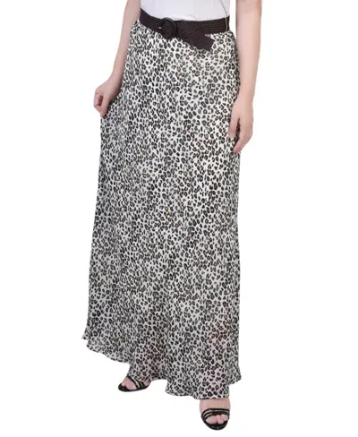 Ny Collection Petite Chiffon Maxi Skirt In Animal Print