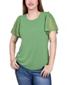 Ny Collection Clip Dot Flutter Sleeve Top In Mint Green