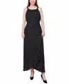 Ny Collection Petite Halter Front Chiffon Maxi Dress In Black Ivory Dot