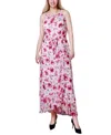 Ny Collection Petite Halter Front Chiffon Maxi Dress In Dusty Pink