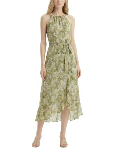 Ny Collection Petite Halter Front Chiffon Maxi Dress In Green