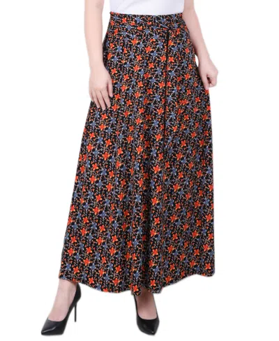 Ny Collection Petite Maxi Skirt With Sash Waist Tie In Multi