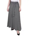 Ny Collection Petite Maxi Skirt With Sash Waist Tie In Gray