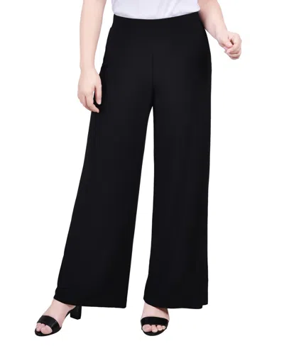 Ny Collection Petite Pull On Palazzo Pants In Black