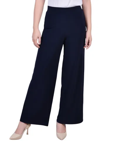 Ny Collection Petite Pull On Palazzo Pants In Blue
