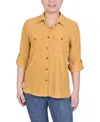 Ny Collection Petite Roll Tab Blouse In Narcissus