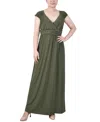 Ny Collection Petite Ruched Empire-waist Maxi Dress In Oil Green