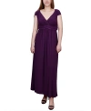 NY COLLECTION PETITE RUCHED EMPIRE-WAIST MAXI DRESS
