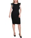 Ny Collection Petite Ruffle Sleeve Dress With Contrast Tipping