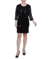 Ny Collection Petite Sequined Bolero Jacket And Dress Set, 2 Piece In Black