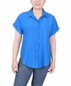 Ny Collection Petite Short Extended Sleeve Top In Brown