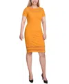 Ny Collection Petite Short Sleeve Dress With Mesh Insets