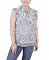 Ny Collection Petites Womens Polyester Pullover Top In White Black Icemoon