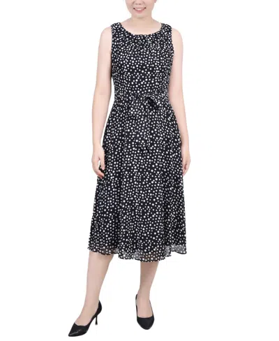 Ny Collection Petite Sleeveless Chiffon Belted Dress In Nice Icemoon
