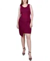 Ny Collection Petite Sleeveless Faux Wrap Skirt Dress In Fuchsia