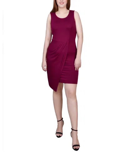 Ny Collection Petite Sleeveless Faux Wrap Skirt Dress In Fuchsia