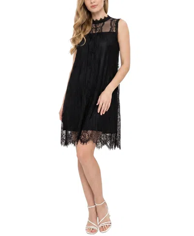 Ny Collection Petite Sleeveless Lace Dress In Black