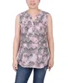 Ny Collection Women's Sleeveless Pintucked Blouse In Mauve Chevronwash