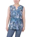 Ny Collection Women's Sleeveless Pintucked Blouse In Multi