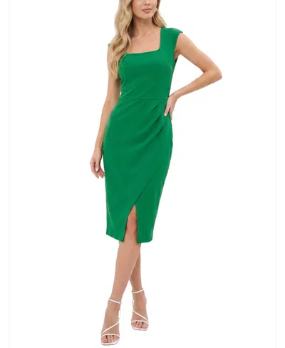 Ny Collection Petite Sleeveless Square Neck Sheath Dress In Green