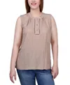 Ny Collection Petite Sleeveless Swiss Dot Blouse Top In Doeskin