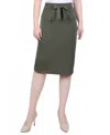 Ny Collection Petite Slim Belted Scuba Crepe Skirt In Beetle