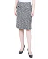 Ny Collection Petite Slim Tweed Double Knit Skirt In Black Gray Silver