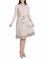 Ny Collection Petite Slveless Belted Dress In Neutral