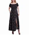 Ny Collection Women's Smocked Bodice Maxi Dress In Black Mauve Stemflrl