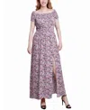 Ny Collection Women's Smocked Bodice Maxi Dress In Ivory Disty Flrl