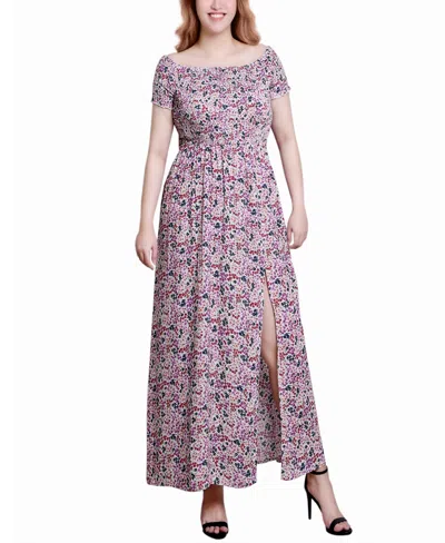 NY COLLECTION PETITE SMOCKED BODICE MAXI DRESS