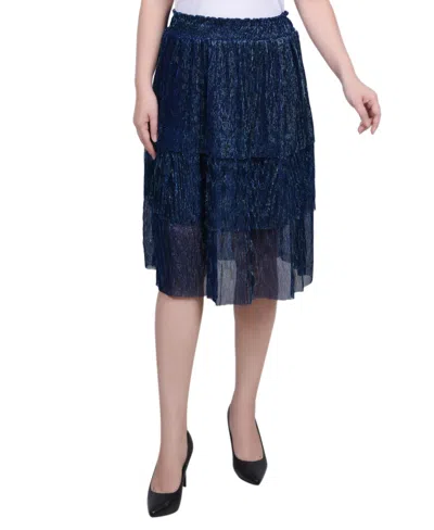 Ny Collection Petite Tiered Mesh Plisse Skirt In Cobalt Blue