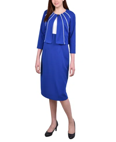 Ny Collection Petite Two Piece Dress Set In Blue