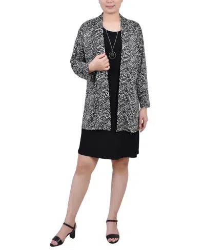 Ny Collection Petite Two Piece Dress Set In Gray