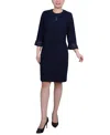 Ny Collection Petite Two Piece Novelty Knit And Lace Dress Set In Navy
