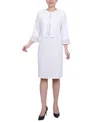 Ny Collection Petite Two Piece Jacket And Dress Set In White
