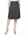 Ny Collection Petite Wide Waisted Knee Length Skirt In Black