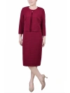 Ny Collection Women's Textured 3/4 Sleeve Two Piece Dress Set In Multi